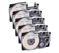 XGdEKA 5PK Black On Clear 9mm X 8m Standard Labels Compatible With AR-9X KL-60 KL-120 KL-HD1 KL-P350W KL-430 Label Printer