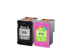 XGdEKA Compatible Ink Cartridge 67XL Yield Black And Tri-color 67XL For Printer 6052 6055 Pro 6452 6455 6458(1PK Black-1PK Color)