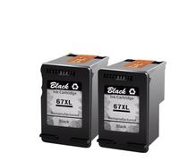 XGdEKA Compatible Ink Cartridge 67XL Yield Black And Tri-color 67XL For Printer 6052 6055 Pro 6452 6455 6458(2PK Black)