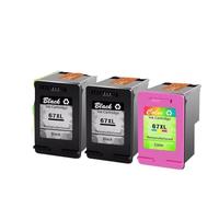 XGdEKA Compatible Ink Cartridge 67XL Yield Black And Tri-color 67XL For Printer 6052 6055 Pro 6452 6455 6458(2PK Black-1PK Color)
