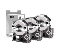 XGdEKA Label Tape 3PK SS18KW 18mm Black On White Compatible With King Kim 5WBN LW-500 LW-400
