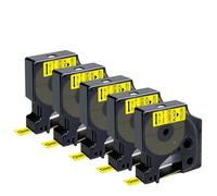 XGdEKA Label Tape Roll Black On White 12mm Replacement For D1 Compatible With LM160 45013 D210 5PK 10PK 280(Black on Yellow)