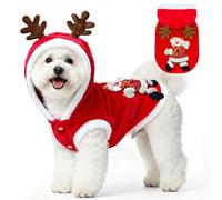 XGDMEIL Small Dog Christmas Clothes Costume Hoodie(Red,Red Snowman,Large)
