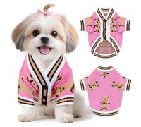 XGDMEIL Small Dog Sweaters Cute Bear Knitted Dog Cardigans Clothes for Small Medium Dogs Soft Pet Puppy Cat Knitting Outfits Fall Winter Warm Boy Girl Dogs Knitwear Coat Apparel(Pink, X-Small)
