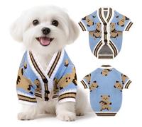 XGDMEIL Small Dog Sweaters Cute Bear Knitted Dog Cardigans Clothes for Small Medium Dogs Soft Pet Puppy Cat Knitting Outfits Fall Winter Warm Boy Girl Dogs Knitwear Coat Apparel（Blue,Medium）