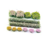 Xgdsnly 12 Pieces Miniature Artificial Grass Tufts Flower Group Vegetation Decor Micro Fiber Nylon Suitable for Model Railroading Scenery, Style B