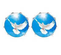 Xgdsnly 2 Pieces Double-Layer Tambourine Easy Playing Wooden Hand Tambourine Percussion Instrument for Beginners