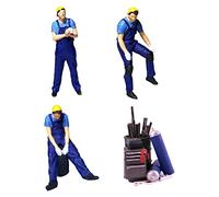 Xgdsnly 3 Human Figures Model Building Figures Miniature Repairman Diorama Accessories Hand-Painted Resin Characters for Model Car Scene Sand Table Dollhouse, Blue A