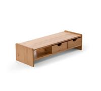 Xgdsnly Bamboo Display Riser Bamboo Display Stand Compact Desktop Organizer for Students, Double Drawer Monitor Stand