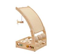 Xgdsnly Cat Scratching Board with Rollers Curved Cat Scratcher with Play Spheres Freestanding Pet Activity Center for Small Apartments