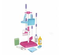 Xgdsnly Children Cleaning Broom Set Mop Dustpan Brush Pretend With Organizing Stand And Edges suitable for grandparents house visits family activity , Pink