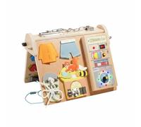 Xgdsnly Children Learning Board Wooden Busy Board Toy With Zippers Laces Knobs Lights LED Activity Board Builds Coordination And Early Life Skills suitable for home play nursery preschool