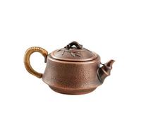 Xgdsnly Copper Tea Kettle Uncoated Tea Kettle with Lid Handcrafted Copper Teapot for Countertop, Bamboo Pattern Copper Brewing Teapot