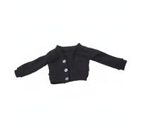 Xgdsnly Doll Cardigan Knit Sweater Jacket Coat With Button Front And Ribbed Trim Soft Cloth Material Gender Neutral For BJD Dolls Suitable for photography, Black, 30CM