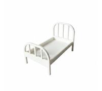 Xgdsnly Dollhouse Bed Curved Headboard Miniature Dollhouse Bed Rectangular Frame, White