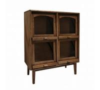 Xgdsnly Dollhouse Storage Cabinet Wood Grain 1:12 Scale Miniature Cupboard Pull Tabs Miniature Wooden Cabinet, Walnut Wood Color