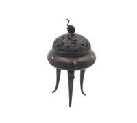 Xgdsnly Incense Holder Decorative Incense Holder with Lid Perforated Vessel for Meditation, Three-legged Auspicious Crane Incense Burner