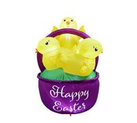 Xgdsnly Inflatable Easter Basket Illuminated Inflatable Basket with Chicks Built-in LED Lights Easter Yard Display for Lawn