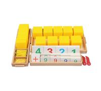 Xgdsnly Math Game Storage Box Hands-on Learning Math Set Compartments Wooden Counting Blocks for Homeschool, Yellow, Yellow