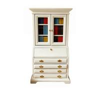 Xgdsnly Miniature Bookcase Cabinet White Painted Wooden Dollhouse Cupboard Knobs Mini Display Case