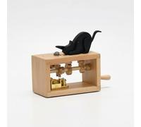 Xgdsnly Music Box with Open Compartment Manual Hand Crank Music Box Nostalgic Decor for Desk, Cat Catching Mouse