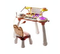 Xgdsnly Piano Toy 2 in 1 Multifunction Keyboard Toy Interactive Kids Keyboard with Drum Pads for Beginners, Pink