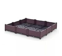 Xgdsnly Planter Box with Faux Rattan Style Resin Modular Garden Bed Wicker Rectangular Planter for Courtyard, 120 120 22CM