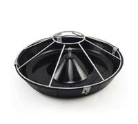 Xgdsnly Round Piglet Feeding Trough Heavy-Duty Pig Feeder with Freestanding Piglet Feeder with Metal Frame for Pigs, Pens, Black, 52cm 8-Hole Single Layer
