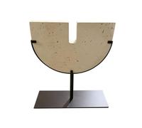 Xgdsnly Stone-Look Sculpture with Metal Stand Geometric V-Shaped Sculpture Rustic Simplicity Statue for Art Collectors, 240x80x330mm