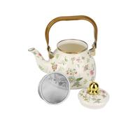 Xgdsnly Teapot with Infuser Gold Enamel Floral Teapot Kitchenware for Hosts, Array, Fragrant Flowers, 1.2L