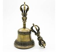 Xgdsnly Tibetan Ritual Bell Set Buddhist Hand Bell with Vajra Authentic Vajra for Buddhists, Large