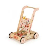 Xgdsnly Wooden Child's Push Wagon with Activity Center Multifunctional Infant Child's Push Wagon Walking Toy for Young Children
