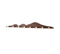 Xgdsnly Wooden Coat Rack with Brass Hooks Easy Installation Wave-Shaped Hanger Versatile Wall-Mounted Coat Rack for Entryway, North American Black Walnut + H62 Brass 8 Hooks