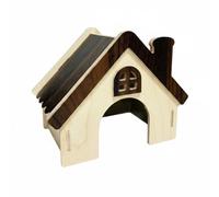 Xgdsnly Wooden Hamster House Stable Structure Hamster Elevated Shelter Easy to Clean Small Pet Enclosure for Cage, Color-Blocked Chimney Wooden House