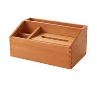 Xgdsnly Wooden Tissue Box with Compartments Rustic Desk Organizer with Tissue Box Cover Space-Saving Remote Control Holder for, Cherry Solid Wood Multifunctional Tissue Box