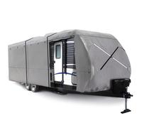XGEAR Thick 4-Ply Top Panel Travel Trailer Cover- Ripstop Waterproof RVs Covers with Storage Bag and Windproof Buckles (16'-18')