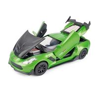 XGFFBAGB 1/32 For Corvette ZR1 Sports Car Model Alloy Sound And Light Pull Back Toys Gift(Green,With box)