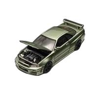 XGFFBAGB 1/64 For GTR R34 Open Cover TM Alloy Car Model Collection Decoration(Green,With box)