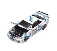 XGFFBAGB 1/64 For GTR R34 Open Cover TM Alloy Car Model Collection Decoration(White D,With box)