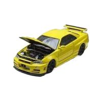 XGFFBAGB 1/64 For GTR R34 Open Cover TM Alloy Car Model Collection Decoration(Yellow,With box)