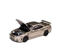 XGFFBAGB 1/64 For GTR R34 Z TUNE Opened Hood Diecast Car Model Collection Toys(Green,No box)