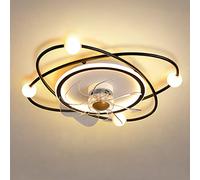 XGFHJNES 42W LED Ceiling Fan with Lighting Modern Dimmable Remote Control Ceiling Light with Fan Invisible Quiet Acrylic Hanging Lamp Bedroom Dining Room Chandelier Living Room Pendant Light,Black