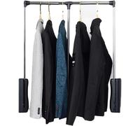 XGFXGF Pull Down Wardrobe Rod Hanging Rail, Adjustable Width 13.78-47.63 Inch, Aluminum Alloy & Plastic, Metallic Finish, Gray