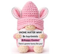 XgiftCreat Easter Gnome Basket Essentials - Handmade Easter Basket Stuffers Crochet Bunny Gnome Decorations Decor Egg Fillers Funny Easter Gifts for Teens Girls Adults Women