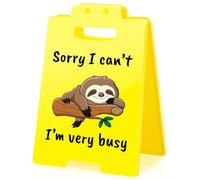 XgiftCreat Funny Office Desk Sign - Small Fun Gag Desk Caution Sloth Signs Cubicle Workplace Decor for Boss Day White Elephant Stocking Stuffers Christmas Women Men Coworker Teammate Employee Boss