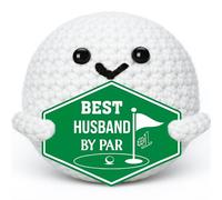XgiftCreat Husband Birthday Gifts from Wife - Best Husband by Par, Funny Handmade Crochet Knitted Golf Ball Present for Husband Him Men Golfers Couple for Birthday Christmas Stocking Stuffers