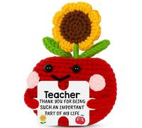 XgiftCreat Teacher Appreciation Gifts for Women - Funny Crochet Apple Sunflower Thank You Teachers Birthday Preschool Daycare Goodbye Gift End of Year Thanksgiving Christmas Stocking Stuffers Present