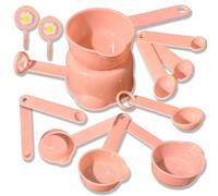 XGiGiX Pink Measuring Cups and Measuring Spoons Set of 11pcs,Cute Plastic Accurate Tablespoon,Kitchen Ingredient Measure Tools,Good Gift for Cooking and Baking