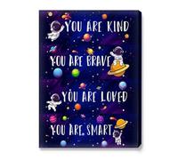 XGINERFEX Affirmations Space Wall-Art for Boys, You Are Kind Spaceman, Inspirational Room Decor for Bedroom Nursery and Playroom(Framed,12x18inch(30x45cm))