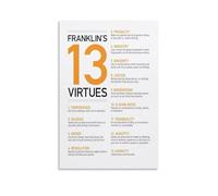 XGINERFEX Benjamin Franklin's Timeless Virtues Poster - A Guide to Character Building, Vintage Style Wall-Art for Library, Study or Refined Living Space(Framed,16x24inch(40x60cm))